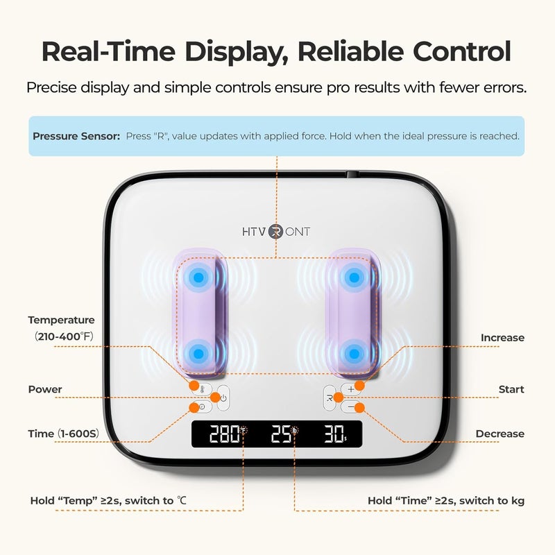 HTVRONT Heat Press Machine for T Shirts - Portable 12X10 Heat Press with Pressure Display, Heats Up Fast & Evenly H10 Heat Press Machines for HTV, Sublimation, Heat Transfer Projects - Image 2